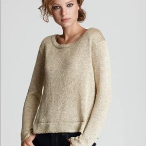 Alice + Olivia Sweater Gold Loose Knit S Long Sleeve Boat Neck Party Dressy